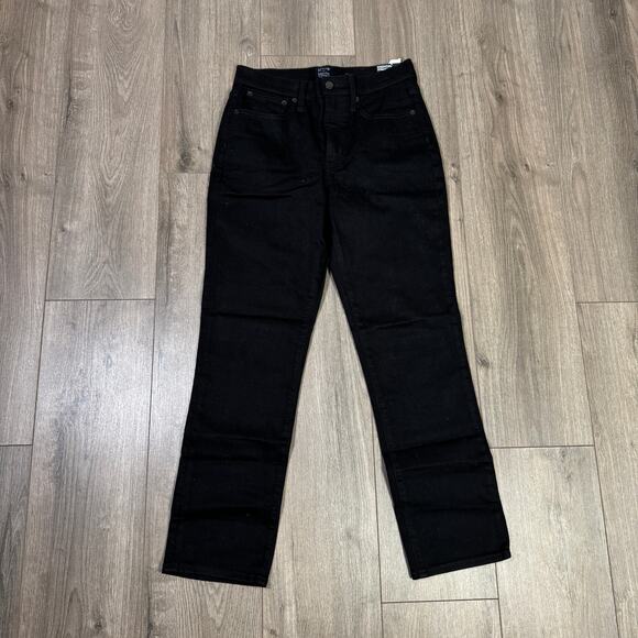 J.Crew Essential Straight Jeans WMNS 27 Black Mid-Rise All-Day Stretch Zip Fly - Picture 4 of 8